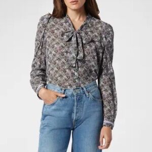 Joie Eldridge Tie-Neck Floral Button Up Top